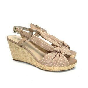 Kate Spade Size 8 Clara Slingback Polka Dot Wedges Espadrille Sandals Peep Toe